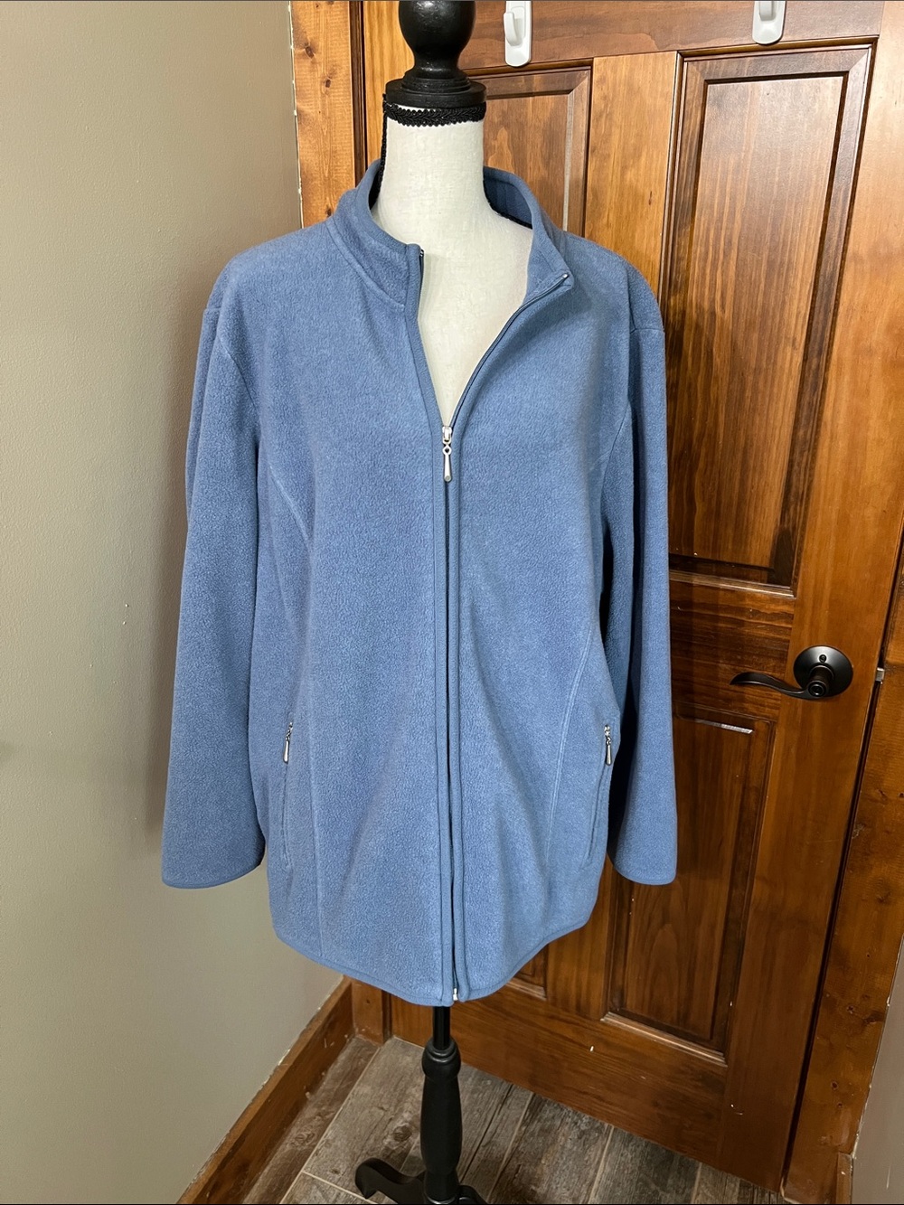 Karen Scott Blue Full-Zip Fleece Jacket